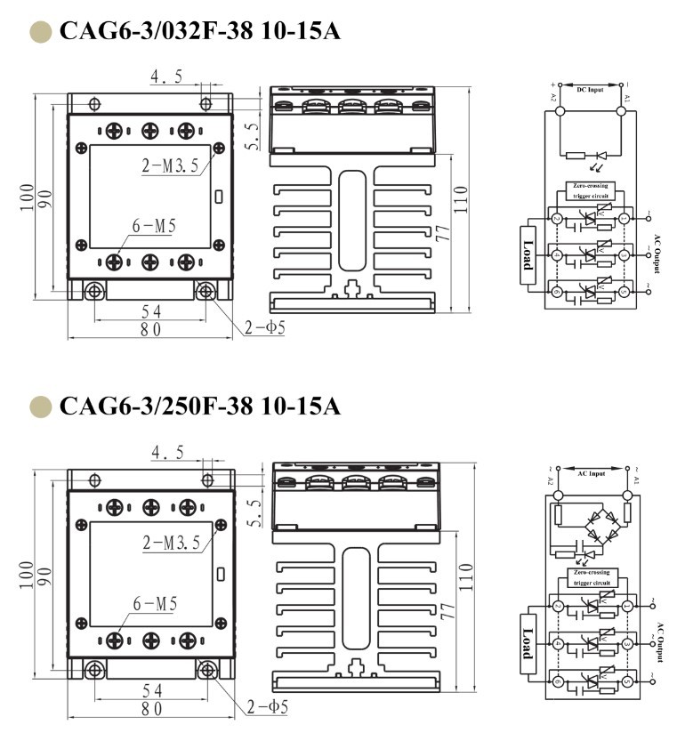 UL Certified three phase Solid State Relay CAG6-3/250F-38 10A-40A with ...